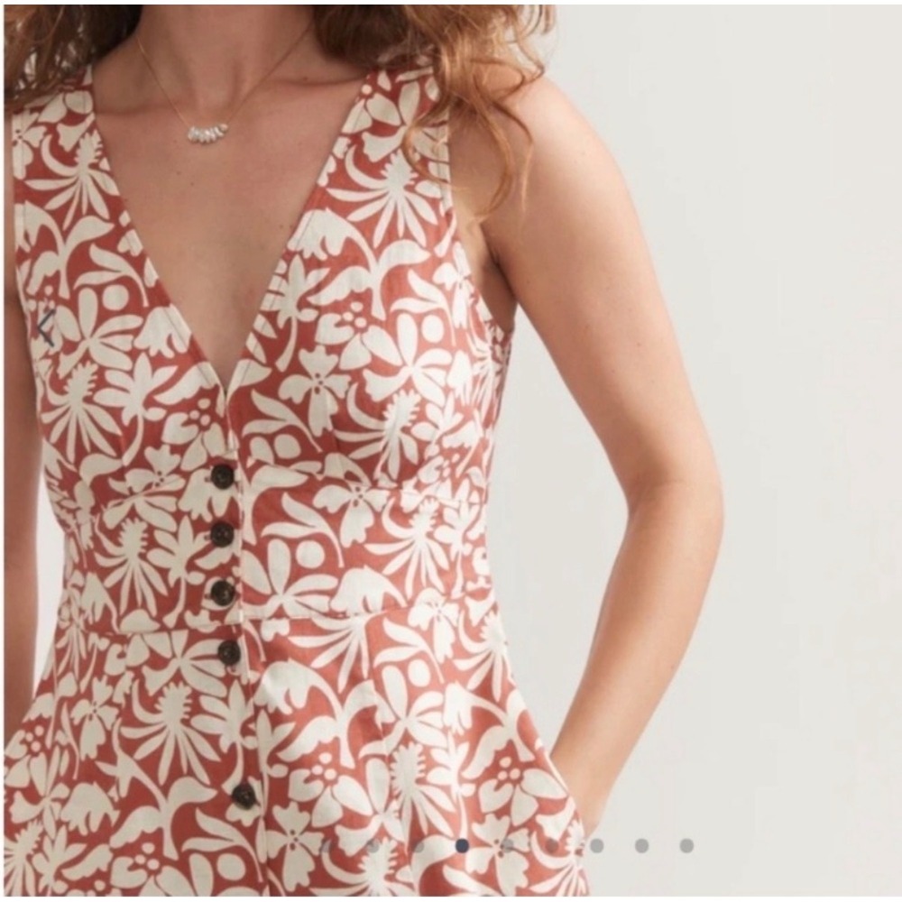 Marine Layer Boho Coastal Retro Camila Tropical Floral Maxi Dress Button M - Picture 4 of 9